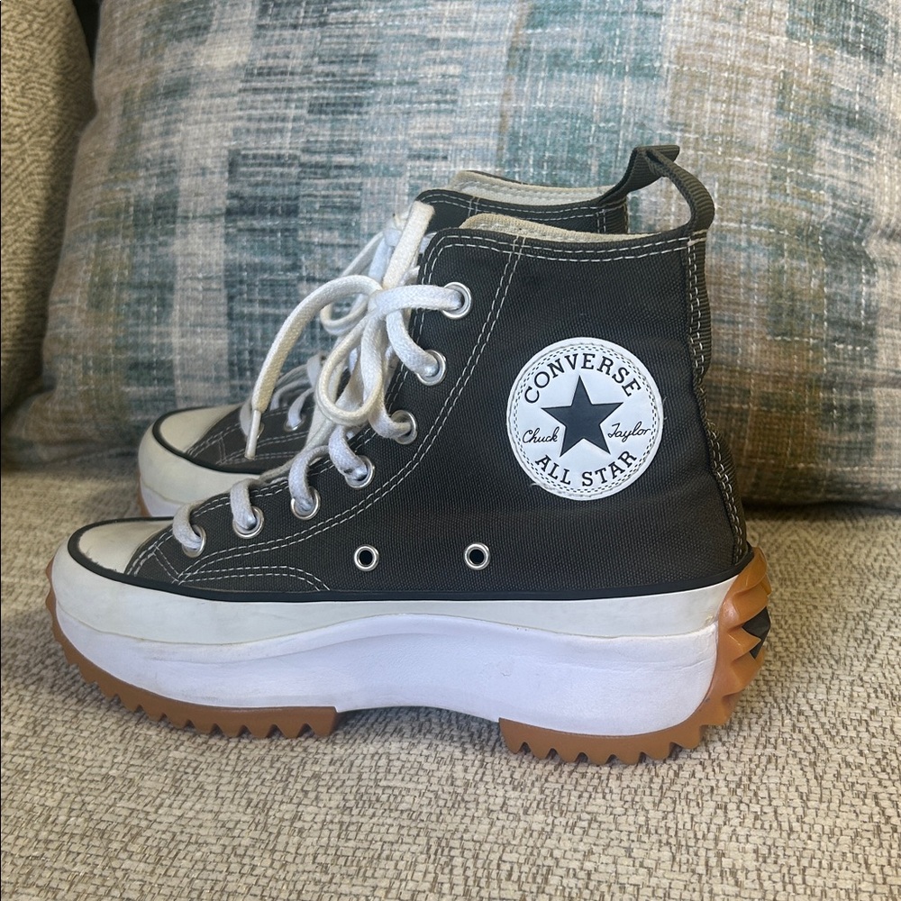 Converse Military Green and White High-Top Sneakers